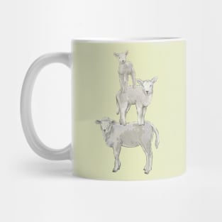 Cute Lambs Stand On Top Of Each Other Mug